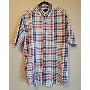 Tommy Hilfiger Men's Short Sleeve Plaid Button Down Shirt XL, patriotic, casual